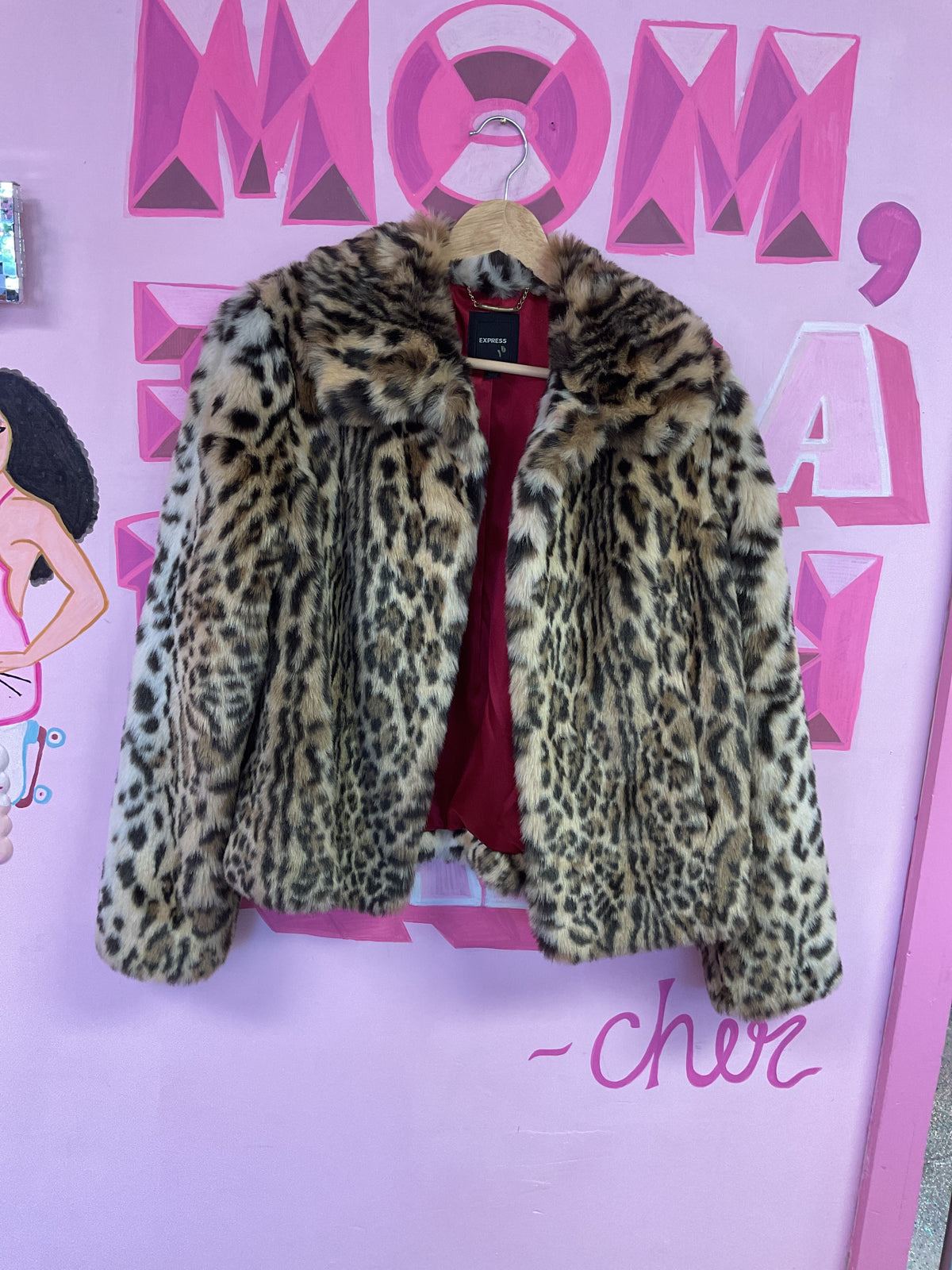 Express Faux Fur Leopard XS