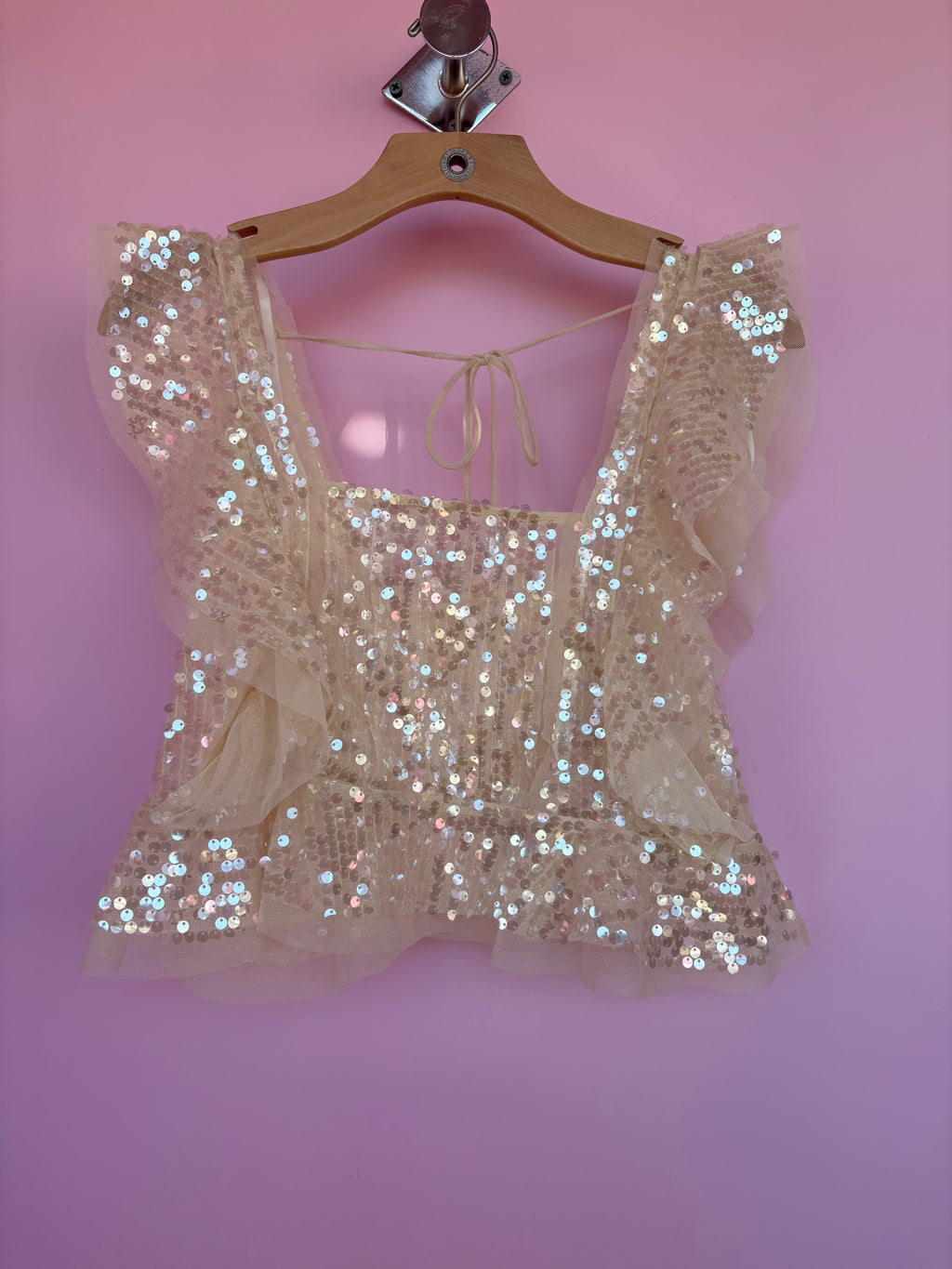 Anthropologie sparkle open back tank xs