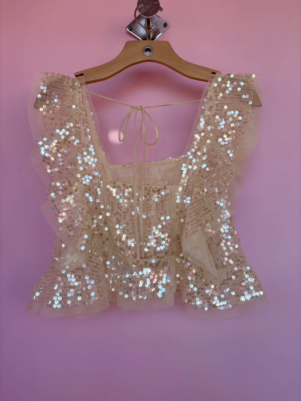 Anthropologie sparkle open back tank xs